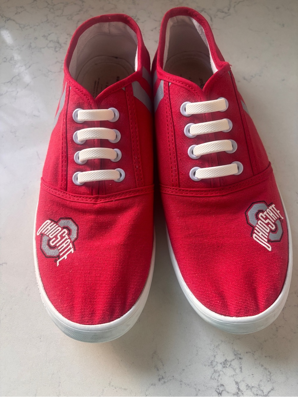 Ohio State Red Slip-On Canvas Sneakers for Women